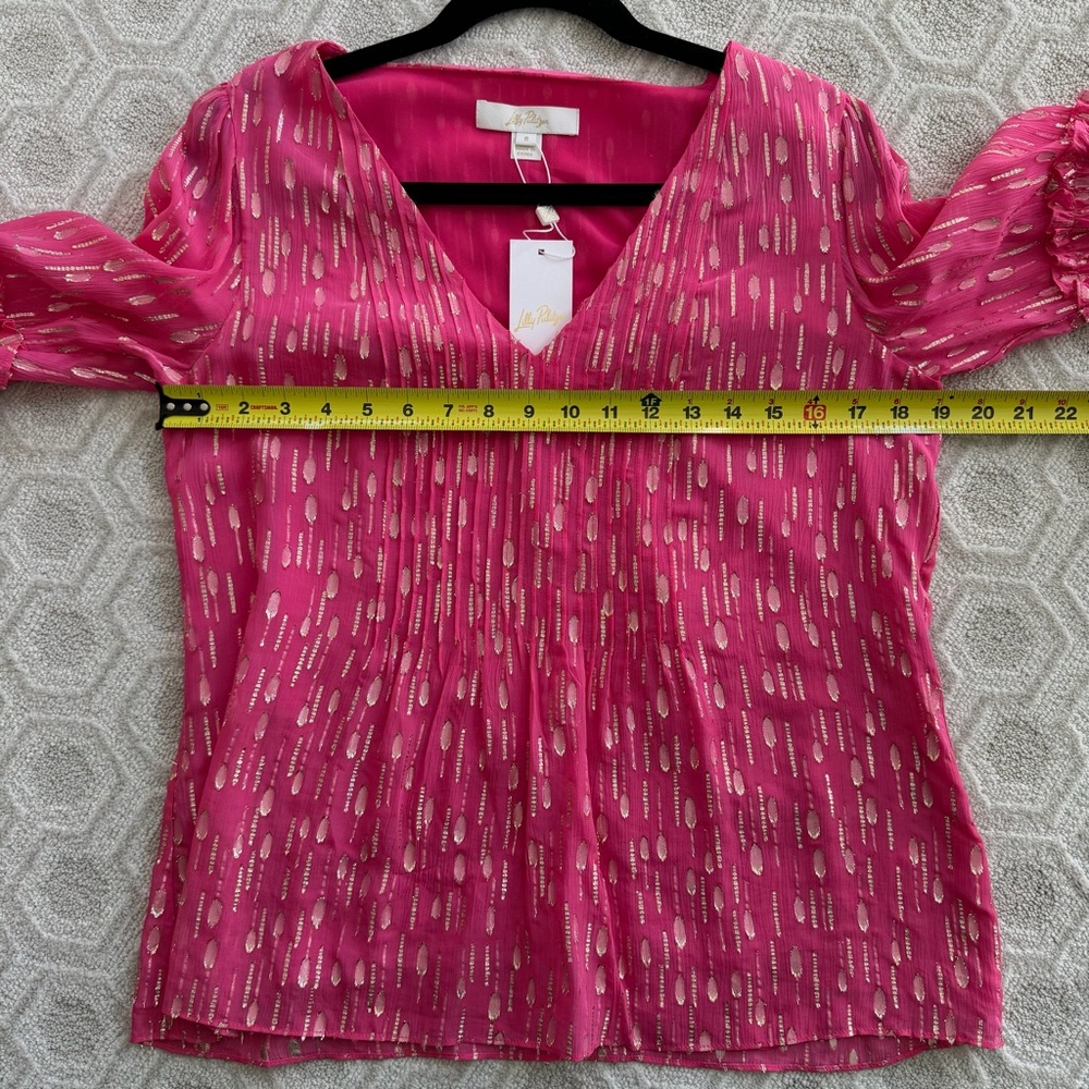NWT Lilly Pulitzer Cleme Long Sleeve Top Passion Fruit Pink Size 8 - Picture 10 of 11